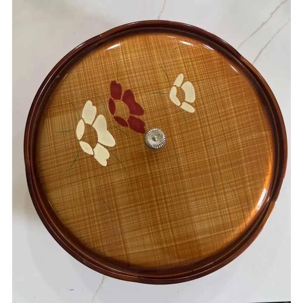Vintage Japanese Floral Lacquer Ware 3 Piece 11